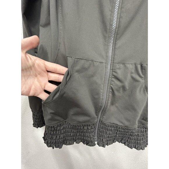 REI Womens Jacket Medium Full Zip Grey Ruched Outdoor Hike Fall Made In USA - Picture 3 of 5